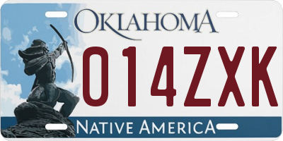 OK license plate 014ZXK
