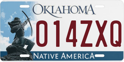OK license plate 014ZXQ