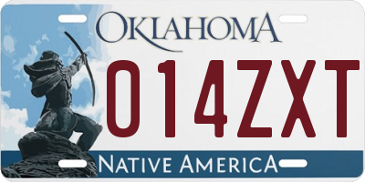 OK license plate 014ZXT