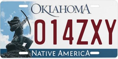 OK license plate 014ZXY