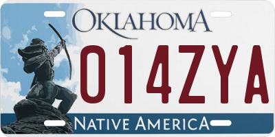 OK license plate 014ZYA