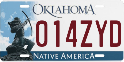 OK license plate 014ZYD