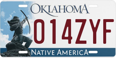 OK license plate 014ZYF