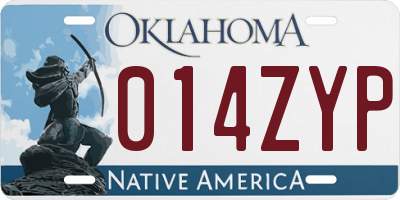 OK license plate 014ZYP