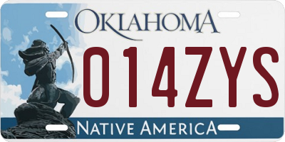 OK license plate 014ZYS