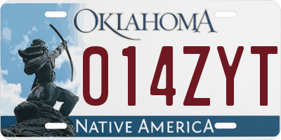 OK license plate 014ZYT