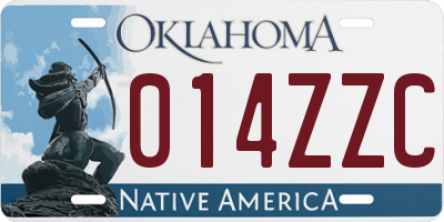 OK license plate 014ZZC