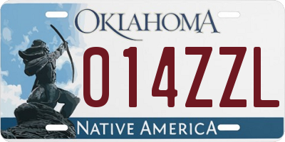 OK license plate 014ZZL