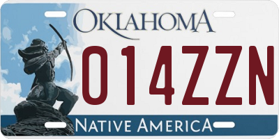 OK license plate 014ZZN