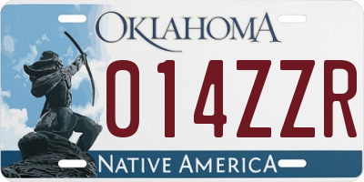 OK license plate 014ZZR