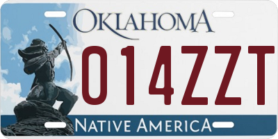 OK license plate 014ZZT