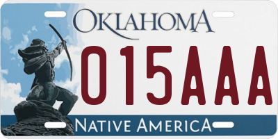 OK license plate 015AAA