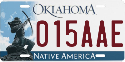 OK license plate 015AAE