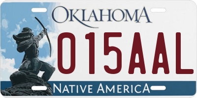 OK license plate 015AAL