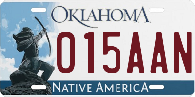 OK license plate 015AAN