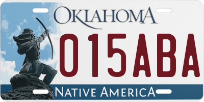OK license plate 015ABA