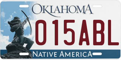OK license plate 015ABL
