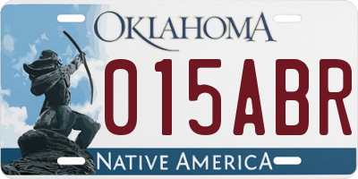 OK license plate 015ABR