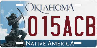 OK license plate 015ACB