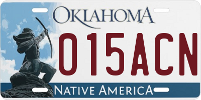 OK license plate 015ACN