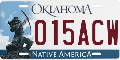 OK license plate 015ACW