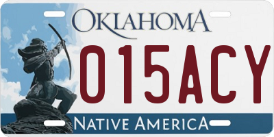 OK license plate 015ACY