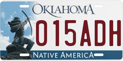 OK license plate 015ADH