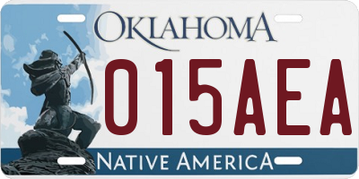 OK license plate 015AEA