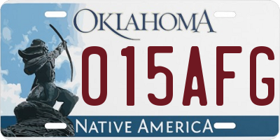 OK license plate 015AFG