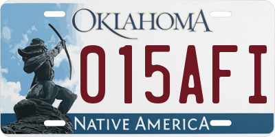 OK license plate 015AFI