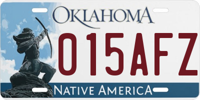 OK license plate 015AFZ