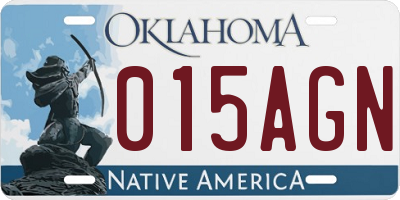 OK license plate 015AGN