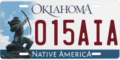 OK license plate 015AIA