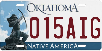 OK license plate 015AIG