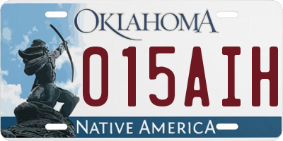 OK license plate 015AIH