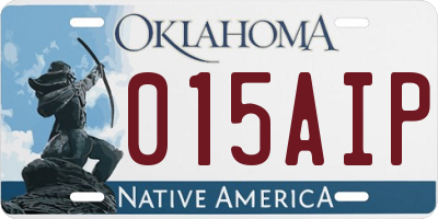 OK license plate 015AIP