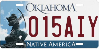 OK license plate 015AIY