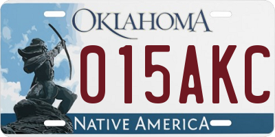 OK license plate 015AKC
