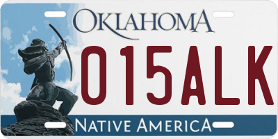 OK license plate 015ALK