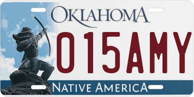 OK license plate 015AMY