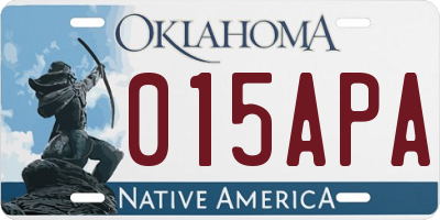 OK license plate 015APA