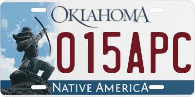 OK license plate 015APC