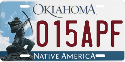OK license plate 015APF