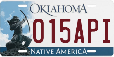 OK license plate 015API