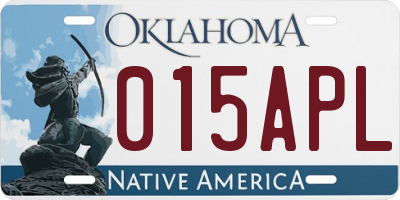 OK license plate 015APL