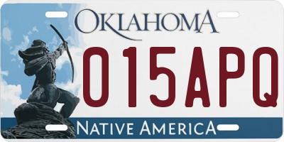 OK license plate 015APQ