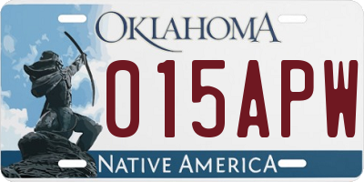 OK license plate 015APW