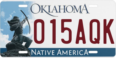 OK license plate 015AQK