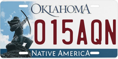 OK license plate 015AQN