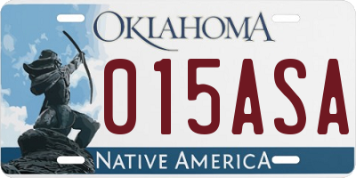 OK license plate 015ASA